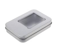 THOANBY Caja de almacenamiento rectangular de hojalata con tapa de ventana media transparente, cajas de metal para brillo de labios, acuarela, joyería, caja de maquillaje, botella, organizador de
