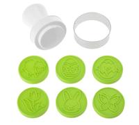 THOANBY Juego de 1 molde con 6 sellos para tartas, diseño de flores a presión manual, redondo, para galletas, calabaza, pastelería, herramientas de Navidad, para prensa de hornear, pastel de flores