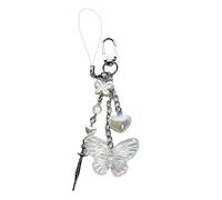 THOANBY Llaveros de mariposa de cristal con colgante brillante Y2K, adorno de corazón, cadena de teléfono, bolso de mano, llavero cruzado, transparente, Talla única