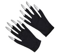 THOANBY Manoplas de animales traviesos, guantes de gatos, vampiros aterradores, bruja, uñas largas para entusiastas del cosplay, plata, Talla única