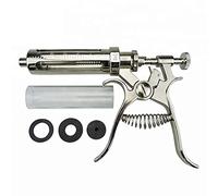 THOHR Jeringas para Ganado Vacuno, Herramientas veterinarias jeringas continuas Ajustables Cabra y Cerdo, administración automática precisa de medicamentos cromadas,30ML