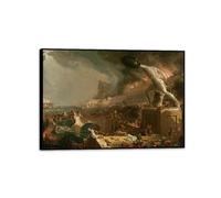 Thomas Cole Canvas Wall Art The Course of Empire Destruction Poster Impresión en lienzo Pintura clásica Decoración moderna para el hogar para dormitorio de la oficina 42x30cm(17x12in) Marco negro