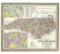 Thomas Eakins - Mitchell Map of North Carolina Showing Gold Regions - Medium - Semi Gloss Print