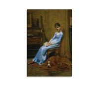 Thomas Eakins - Póster decorativo con texto en inglés "The Artists Wife And His Setter" (La esposa y su perro setter)