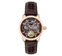 Thomas Earnhshaw - Reloj mecánico de hombre Shadow automático con esfera marrón, mecanismo a la vista y correa de cuero marrón, ES-8063-06