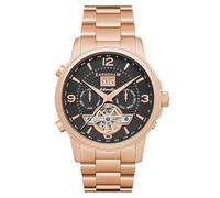 Thomas Earnshaw Reloj automático de 42 mm City of London Marylebone Grand Date Calendar con corazón abierto y correa de cuero ES-8177, Havana Rose