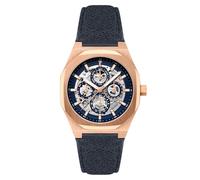 Thomas Earnshaw Reloj automático Discovery Drake de 42 mm para hombre, con triple calendario, esqueleto, con correa de piel, ES-8308, Blue Mirage