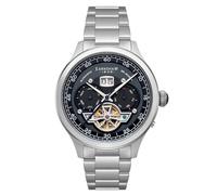 Thomas Earnshaw Reloj automático para hombre de 43 mm Baron Grand Date Calendar Open Heart con correa de cuero ES-8187, pulsera