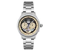 Thomas Earnshaw Reloj automático para hombre de 43 mm con calendario de fecha grande, corazón abierto, correa de piel, ES-8187, Verde musgo