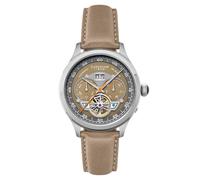 Thomas Earnshaw Reloj automático para hombre de 43 mm con calendario de fecha grande, corazón abierto, correa de piel, ES-8187, Verde pantano, Correa