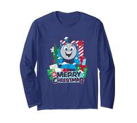 Thomas & Friends - Feliz Navidad Manga Larga, Unisex para Adultos, Azul Marino, M