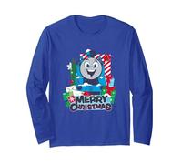 Thomas & Friends - Feliz Navidad Manga Larga, Unisex para Adultos, Azul Real, S