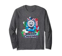 Thomas & Friends - Feliz Navidad Manga Larga, Unisex para Adultos, Jaspeado Oscuro, S