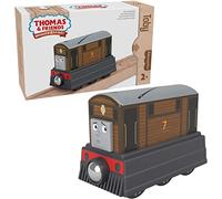 Thomas & Friends Ferrocarril de madera, motor Toby, tren de juguete hecho de madera de origen sostenible para niños pequeños y preescolares