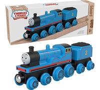 Thomas & Friends Fisher-Price - Motor de ferrocarril de madera Edward y coche de carbón, tren de empuje hecho de madera de origen sostenible para niños de 2 años en adelante