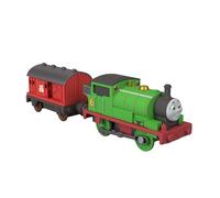 Thomas & Friends Percy motorizado y vagón de Correo Fisher-Price | Tren de juguete a pilas y vagón de carga para preescolares, personaje clásico de la serie ferroviaria