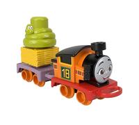 Thomas & Friends Mi primera Nia, Tren de juguete para empujar con 1 locomotora, 1 vagón y 2 piezas de carga para apilar, juguete regalo para niños y niñas +18 meses, HYG34