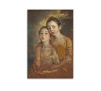 Thomas Gainsborough-Hijas con un gato obras clásicas, pósteres, obras de arte impresas, arte de pared, lienzo para regalo, decoración del hogar, 20 x 30 cm