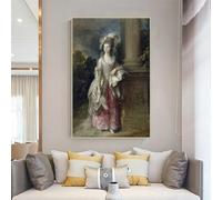Thomas Gainsborough «La Honorable Sra. Graham» - Impresión en lienzo, pintura al óleo, cuadro artístico de una dama encantadora, decoración de pared para el hogar (40 x 70 cm)