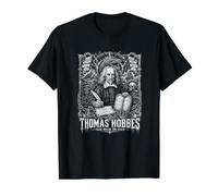 Thomas Hobbes Fear construye Leviatán estatal Camiseta gráfica económica, Hombre, Negro, S