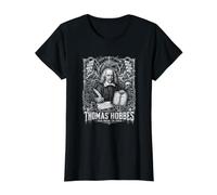 Thomas Hobbes Fear construye Leviatán estatal Camiseta gráfica económica, Mujer, Negro, S