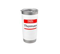 Thomas, Hola, me llamo Etiqueta, insignia Vaso térmico de acero inoxidable de doble pared