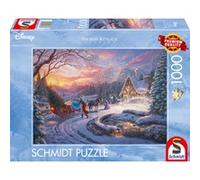 Schmidt Spiele 58035 Thomas Kinkade, Disney, Cinderella - Cenicienta, Bringing Home for Christmas, Puzzle de 1000 Piezas
