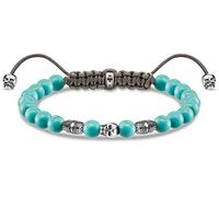 THOMAS SABO A1945-504-17-L22V - Pulsera para hombre, diseño de calavera turquesa, perlas de turquesa pulidas, elementos ennegrecidos de plata de ley 925, longitud: 15-22 cm, 15-22 cm, Gema Plata de