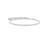 THOMAS SABO Pulsera de piedras blancas de plata de ley 925, 16-19 cm de longitud