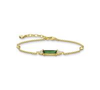 THOMAS SABO A2018-971-6-L19V - Pulsera de plata de ley 925 chapada en oro amarillo 750 con piedra verde y piedra verde (16-19 cm), 16-19 cm, Plata de ley Gema Oro amarillo, Circonita cúbica