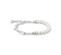 THOMAS SABO A2031-167-14-L19V - Pulsera de plata de ley 925 con perlas blancas cultivadas en agua dulce, longitud de 16 a 19 cm, 16-19 cm, Plata de ley, Circonita cúbica