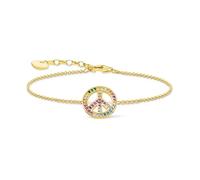 THOMAS SABO A2071-996-7-L19V - Pulsera con símbolo de la paz y piedras doradas (19 cm), color dorado