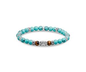 THOMAS SABO A2087-364-7-L17 - Pulsera con cuentas de color turquesa y cuentas de ojo de tigre de plata, longitud de 17 cm