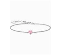 THOMAS SABO Pulsera de plata de ley 925 con corazón de circonita blanca A2157-051-9, Eine Grösse, Plata de ley, Circonita cúbica