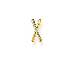 THOMAS SABO Abrazadera de la oreja Single Bolas Doble Plata Chapada en Oro EC0023-413-39, Oro Amarillo
