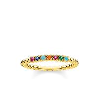 Thomas Sabo Anillo bolas piedras de colores plata chapada en oro TR2323-488-7-52