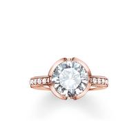 Thomas sabo - anillo con piedra circonita, plateado bañado en oro,pla