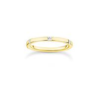 THOMAS SABO Anillo de mujer con piedras blancas de oro de plata de ley 925, oro amarillo 750, chapado en oro TR2396-414-14, 58, Plata de ley, Zirconia cúbica