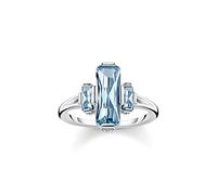 Thomas Sabo Anillo Grandes Piedras Azules Plata de Ley 925 TR2267-009-1-48, 48, Azul Claro
