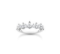 THOMAS SABO Anillo para mujer con cristales de hielo, 48, Plata de ley, Zirconia cúbica