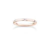 THOMAS SABO Anillo para mujer con piedras blancas de oro rosa 925, plata de ley 750, chapado en oro rosa TR2396-416-14, 54, Plata de ley, Zirconia cúbica