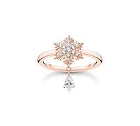 THOMAS SABO Anillo para mujer con piedras blancas, oro rosa 925, plata de ley 750, chapado en oro rosa TR2414-416-14, 50 cm, Plata de ley, Zirconia cúbica