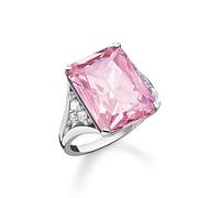 THOMAS SABO Anillo para mujer, piedra rosa, plata de ley 925, TR2339-051-9, 52, Plata, Sin piedras preciosas