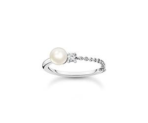 Thomas Sabo Anillo Perla con Piedra Plata de Ley 925 TR2369-167-14-50