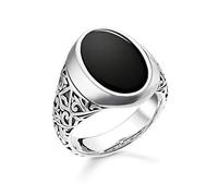 THOMAS SABO Anillo unisex de plata de ley 925, ennegrecido TR2242-698-11, 68, Metal precioso, Onyx