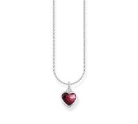 THOMAS SABO Cadena con colgante de corazón rojo oscuro de plata de ley 925 KE2268-051-10, talla única, Plata esterlina, Circonia cúbica