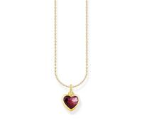 THOMAS SABO Cadena con colgante de corazón rojo oscuro plata chapada en oro KE2268-414-10, talla única, Plata esterlina, Circonia cúbica