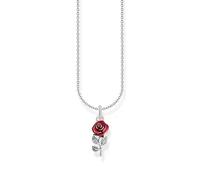 THOMAS SABO Cadena con colgante de rosa roja de plata de ley 925 KE2219-664-10, talla única, Plata esterlina, No es una piedra preciosa