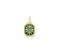 THOMAS SABO Cadena para hombre con colgante de brújula, con circonita negra y malaquita, plata de ley 925 ennegrecida y chapado en oro 750, tamaño: 27 x 15 mm, PE911-140-6, H: ca. 27mm / B: ca. 15mm,