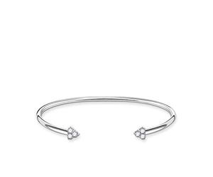 Thomas Sabo Charm Club - Brazalete flexible de plata con circonitas, 17,5 cm, Plata de ley, Circonita cúbica